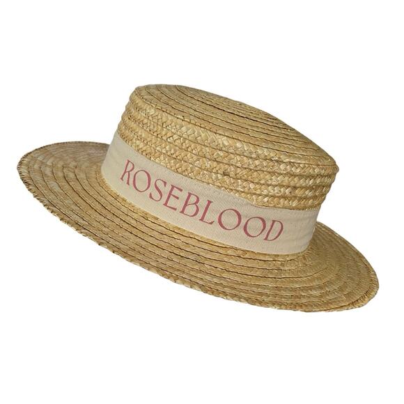 Boater Hat 100% Natural Straw Women's 7 7/8 Cream Grosgrain Ribbon Made in Italy - Picture 2 of 8